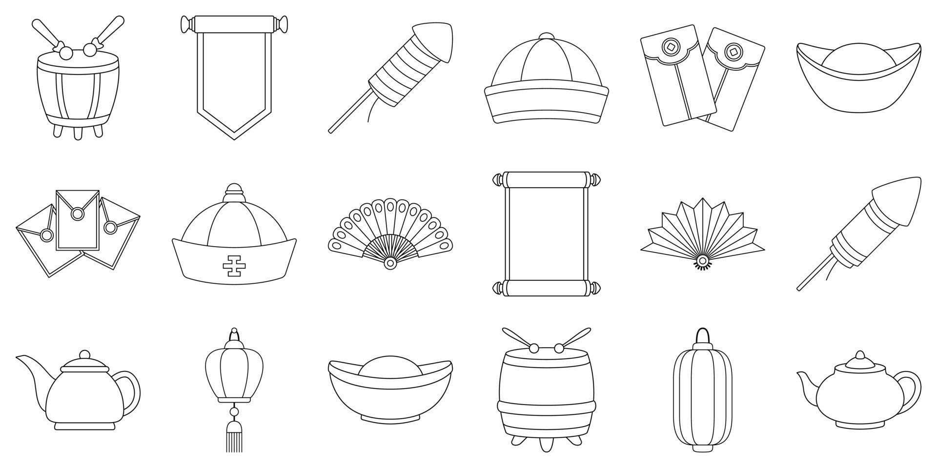Set of Chinese New Year in flat style vector