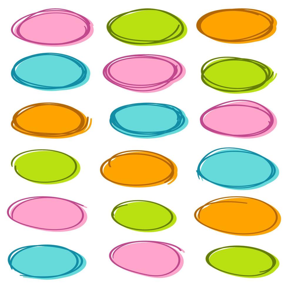 Set of Color circle line sketch vector