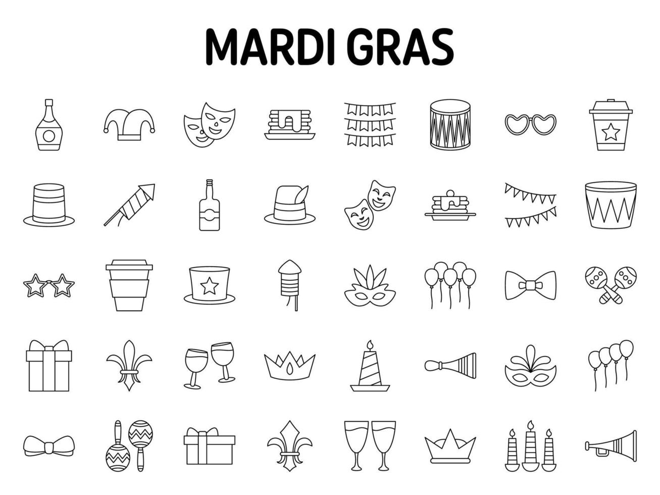 Collection of design elements for Mardi gras vector