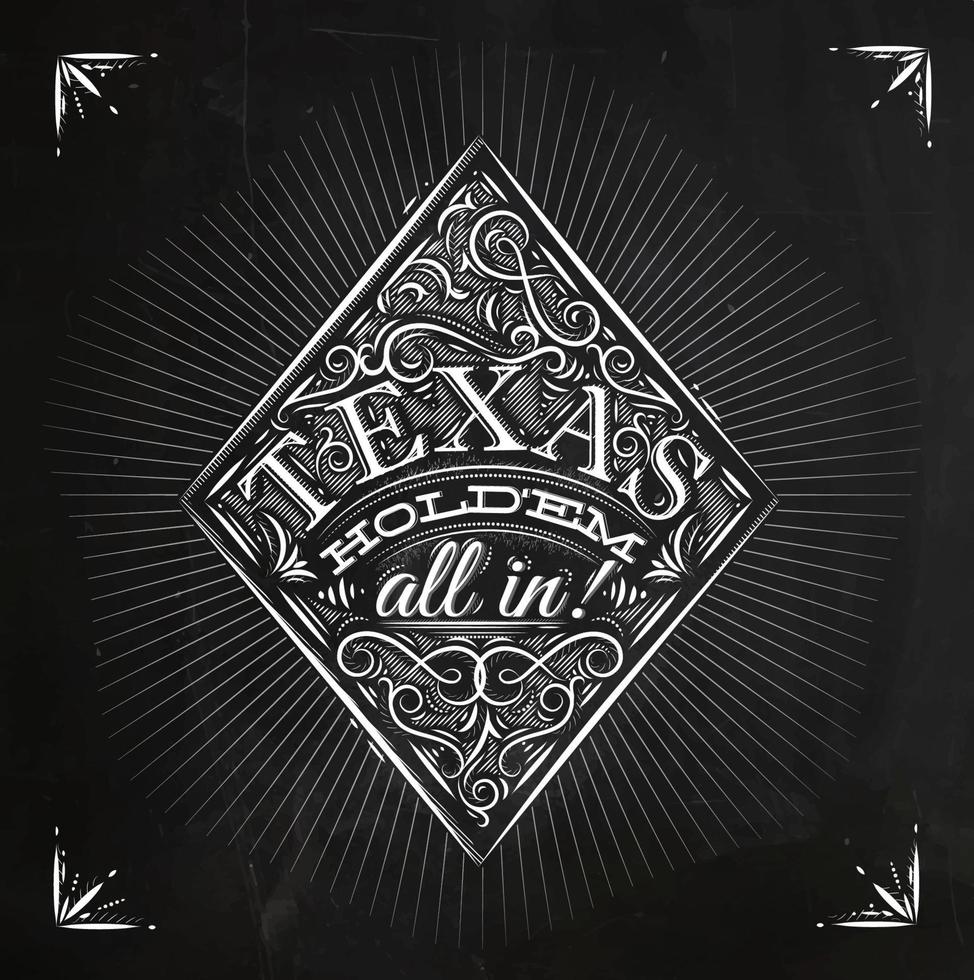 Sign diamonds in vintage style lettering texas holdem all in drawing with chalk on the blackboard vector