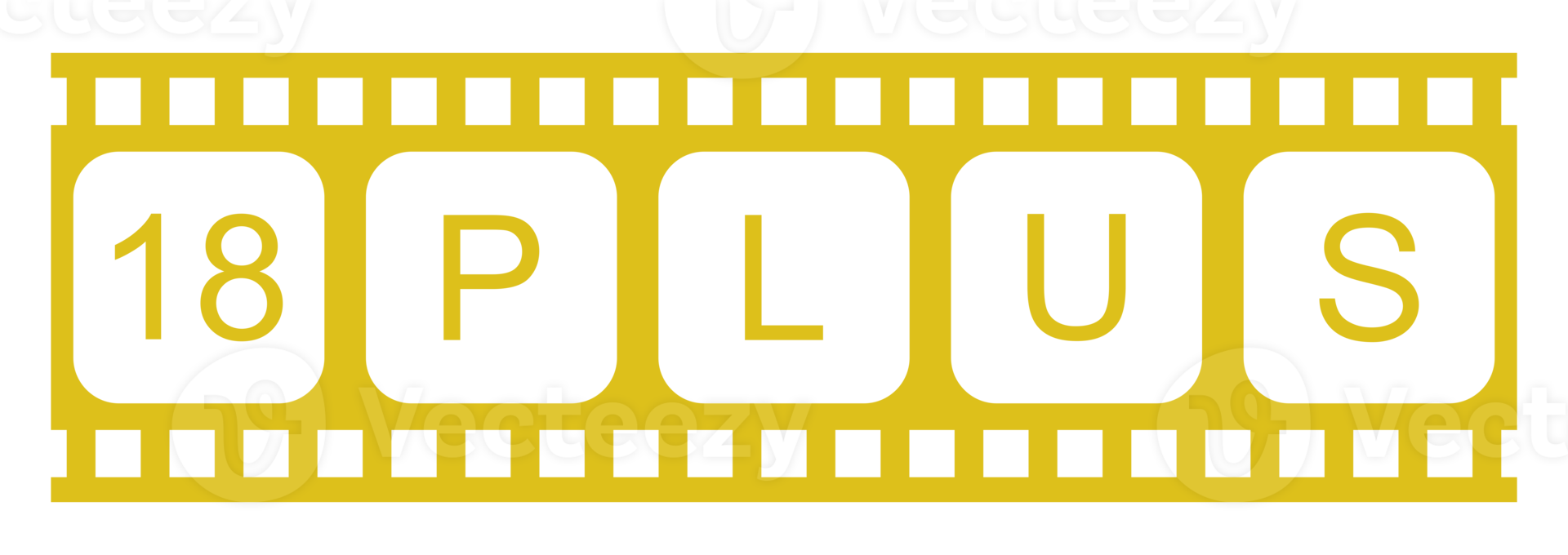 Sign of Adult Only for Eighteen Plus or Twenty One Plus Age in the Filmstrip. Age Rating Movie Icon Symbol for Movie Poster, Apps, Website or Graphic Design Element. Format PNG