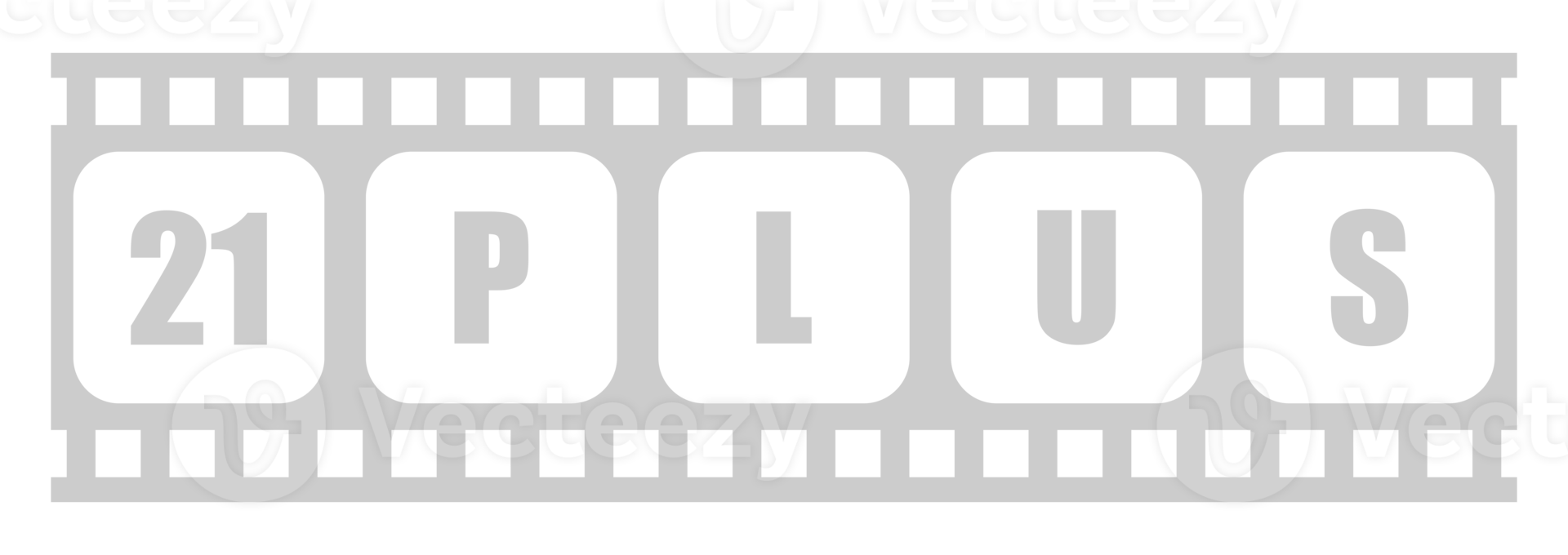 teken van volwassen enkel en alleen voor achttien plus of twintig een plus leeftijd in de filmstrip. leeftijd beoordeling film icoon symbool voor film poster, appjes, website of grafisch ontwerp element. formaat PNG