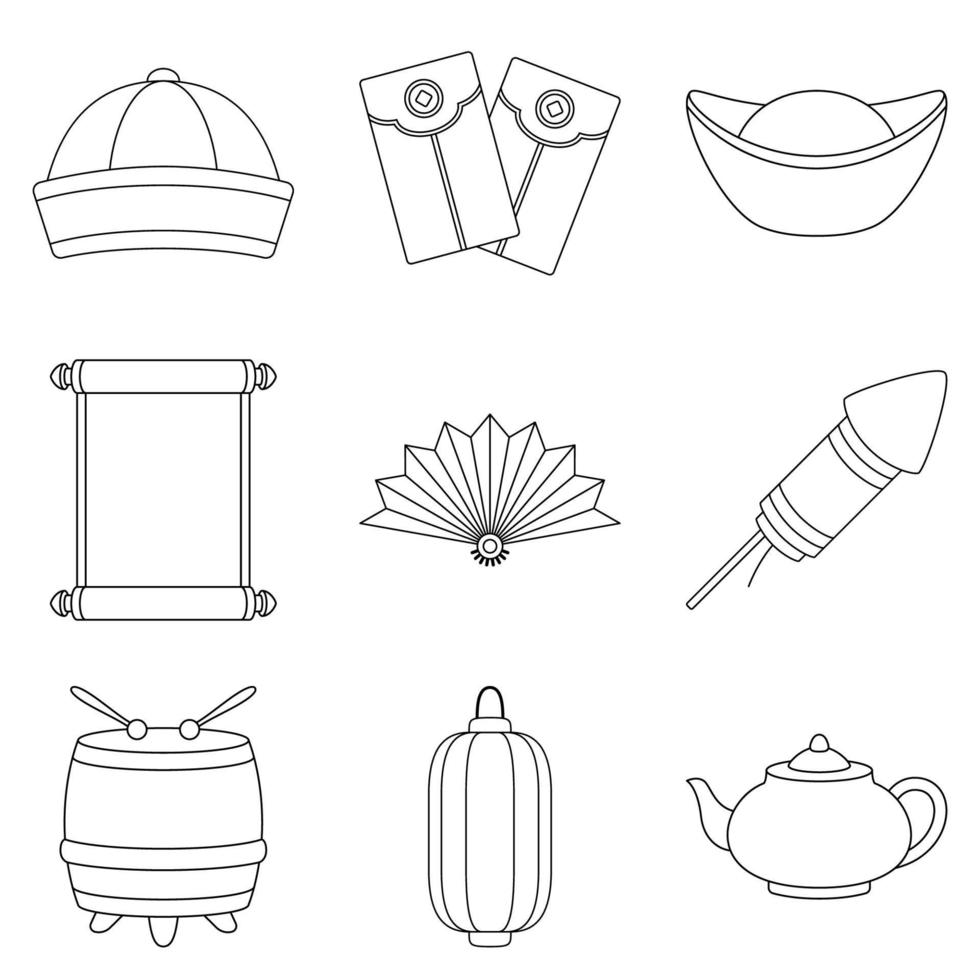 Set of Chinese New Year in flat style vector