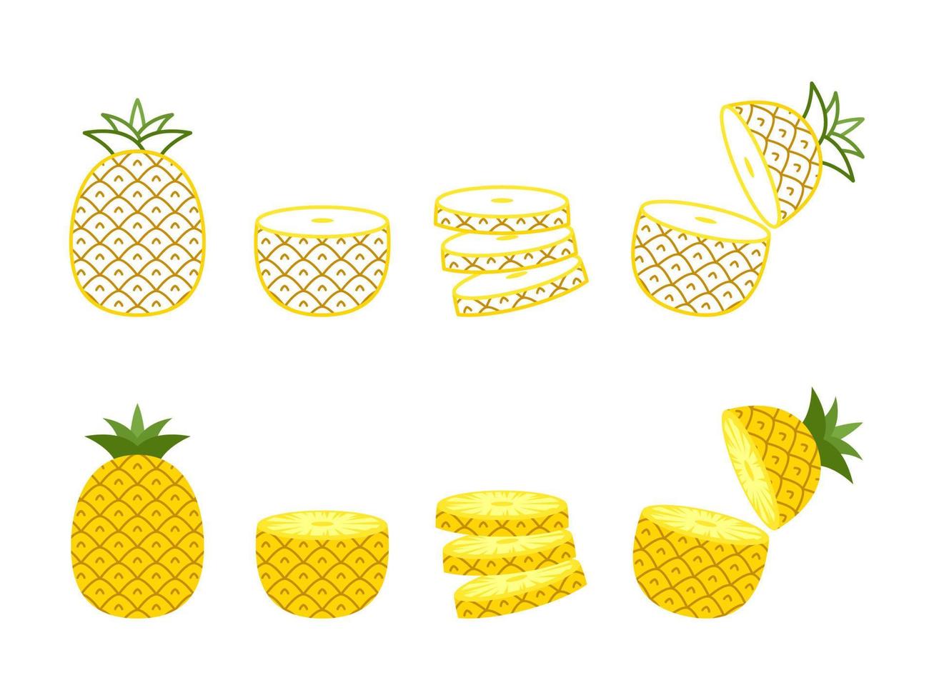 Pineapple collections set in flat style vector