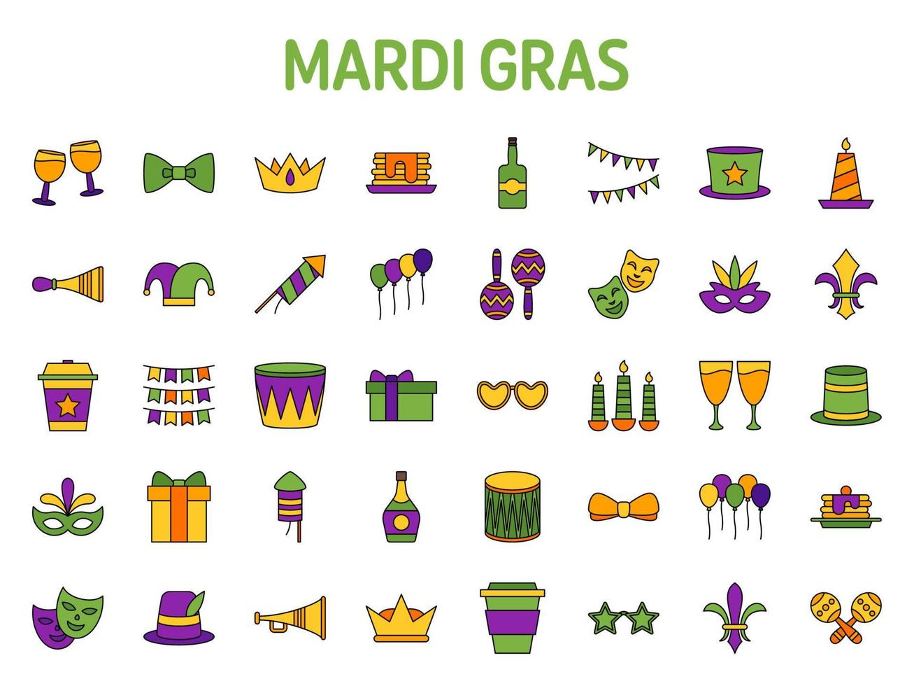 colección de diseño elementos para mardi gras vector