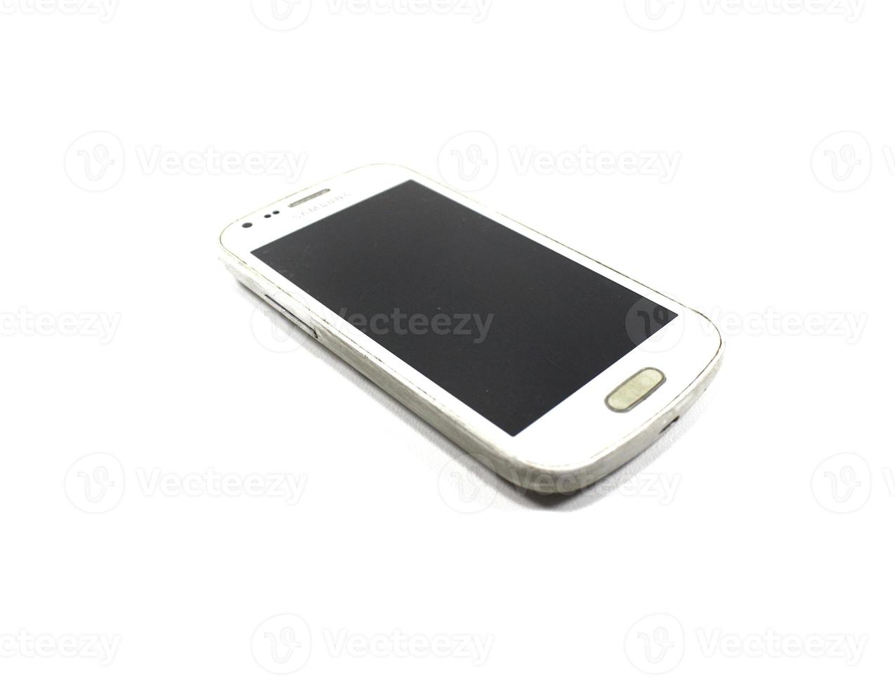 old phone on white background isolate. front view photo