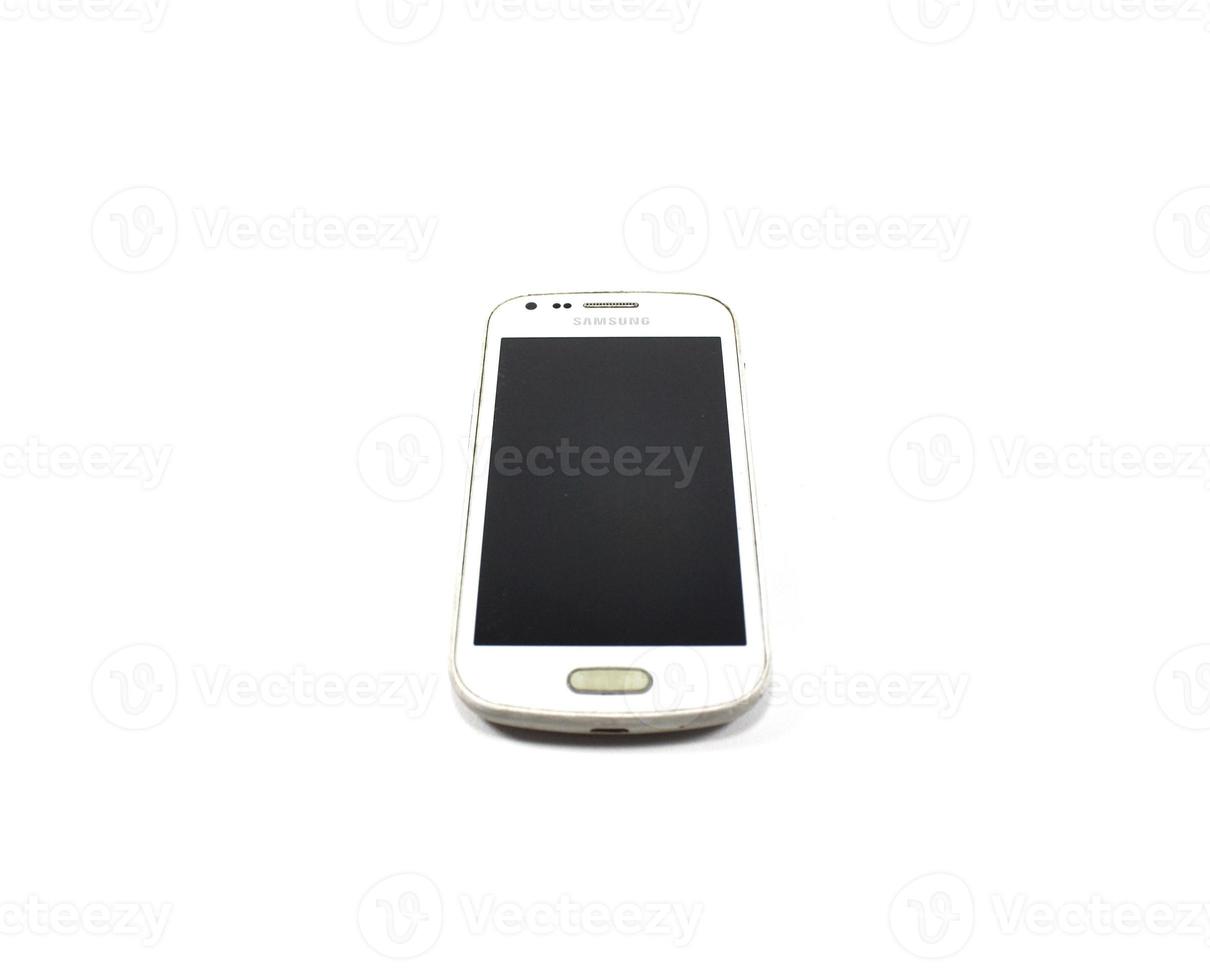 old phone on white background isolate. front view photo