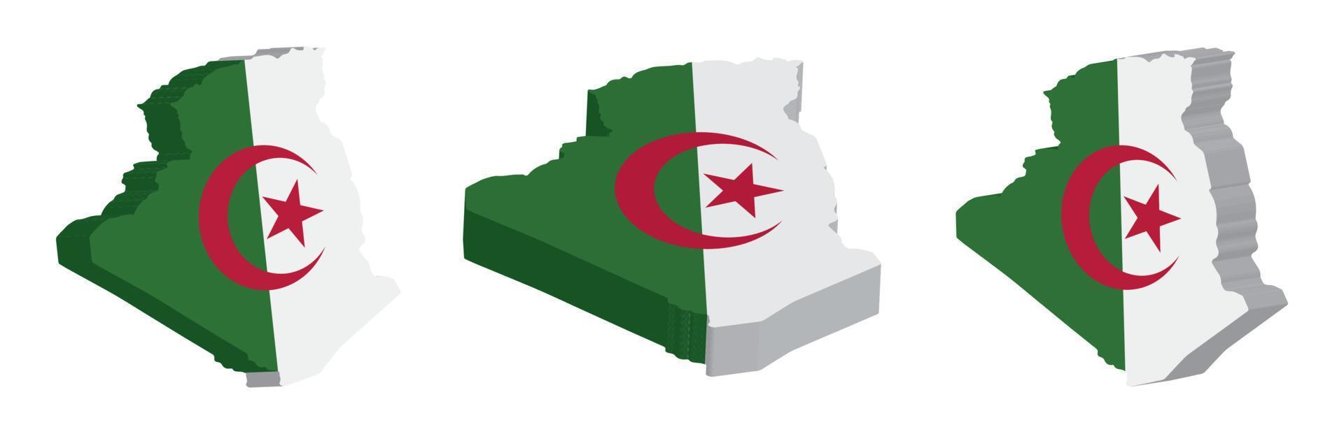 Realistic 3D Map of Algeria Vector Design Template