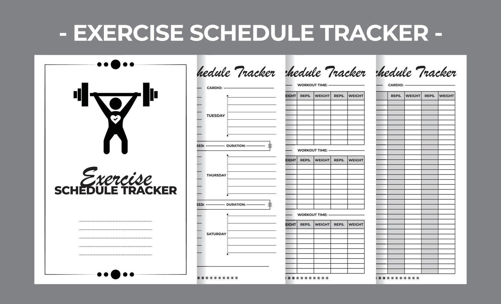 Printable KDP Exercise Schedule Tracker Book Vector Design Template