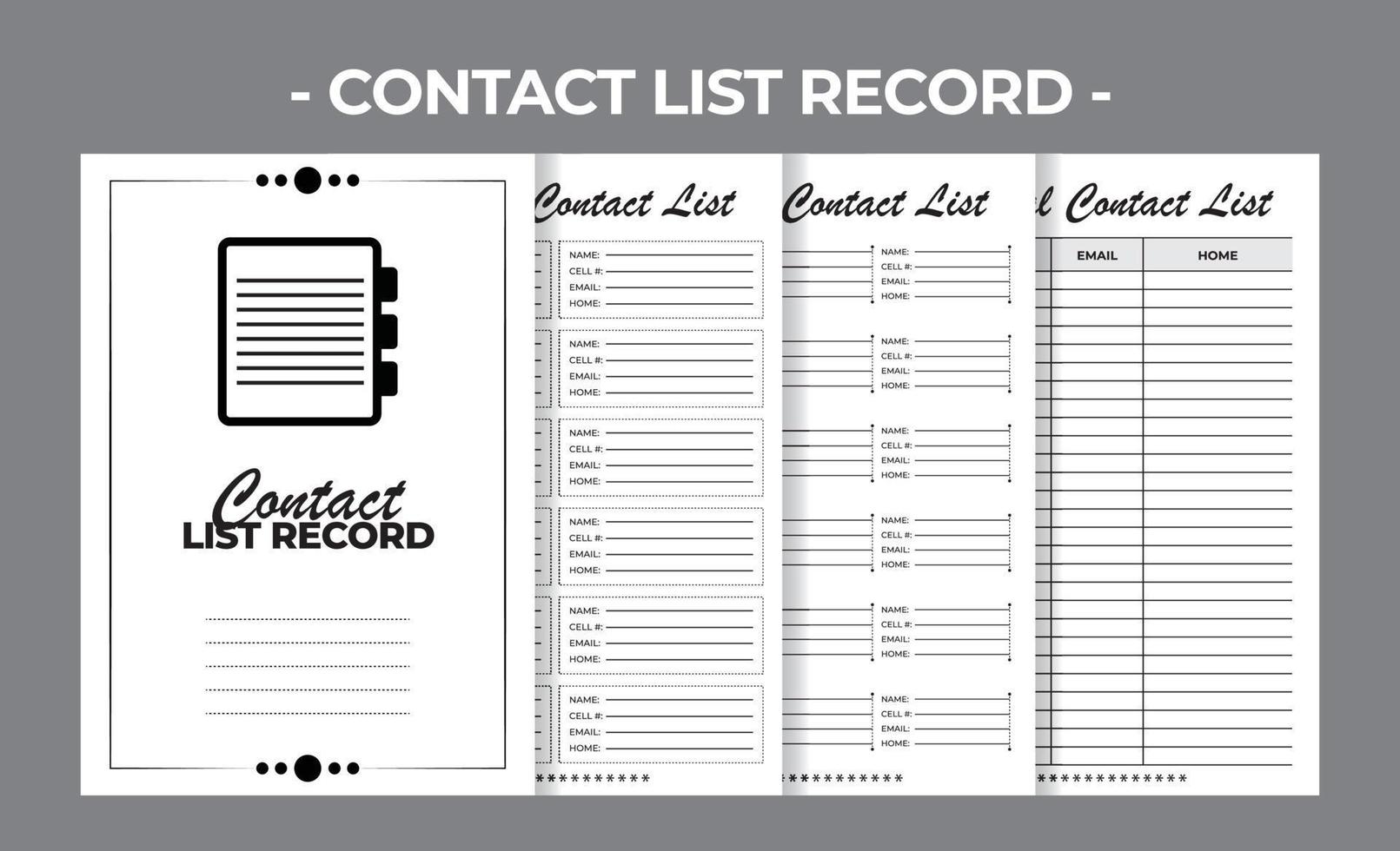 Printable KDP Contact List Book Vector Design Template