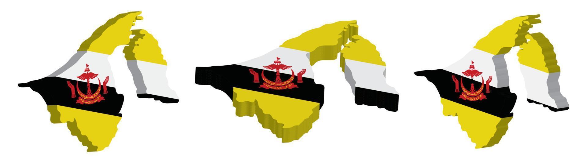 Realistic 3D Map of Brunei Vector Design Template
