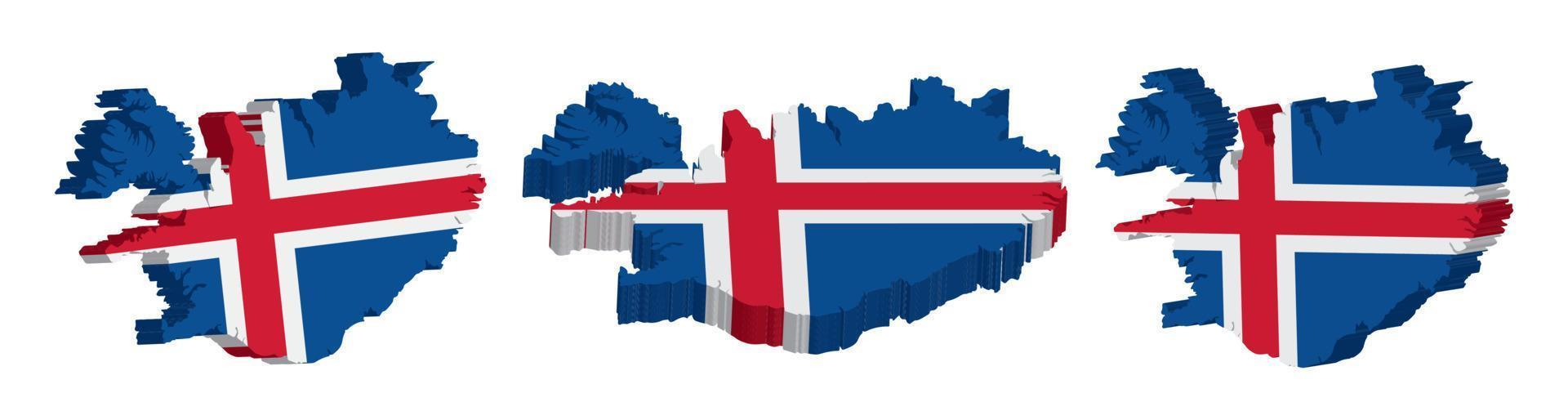 Realistic 3D Map of Iceland Vector Design Template