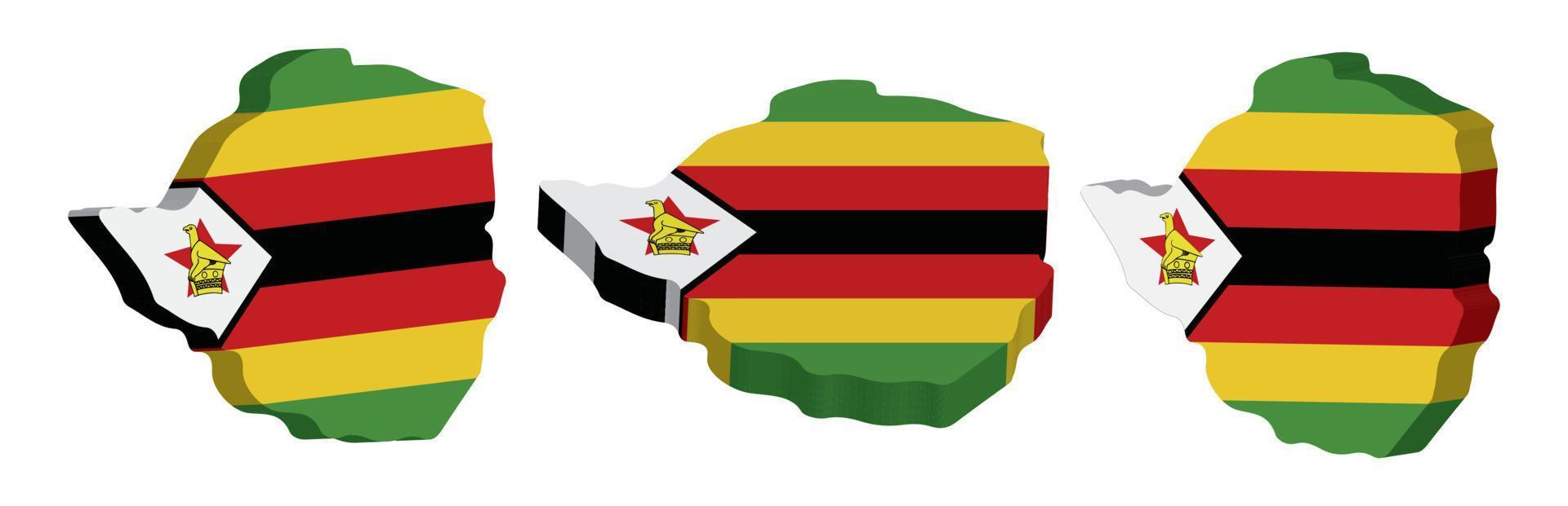 realista 3d mapa de Zimbabue vector diseño modelo