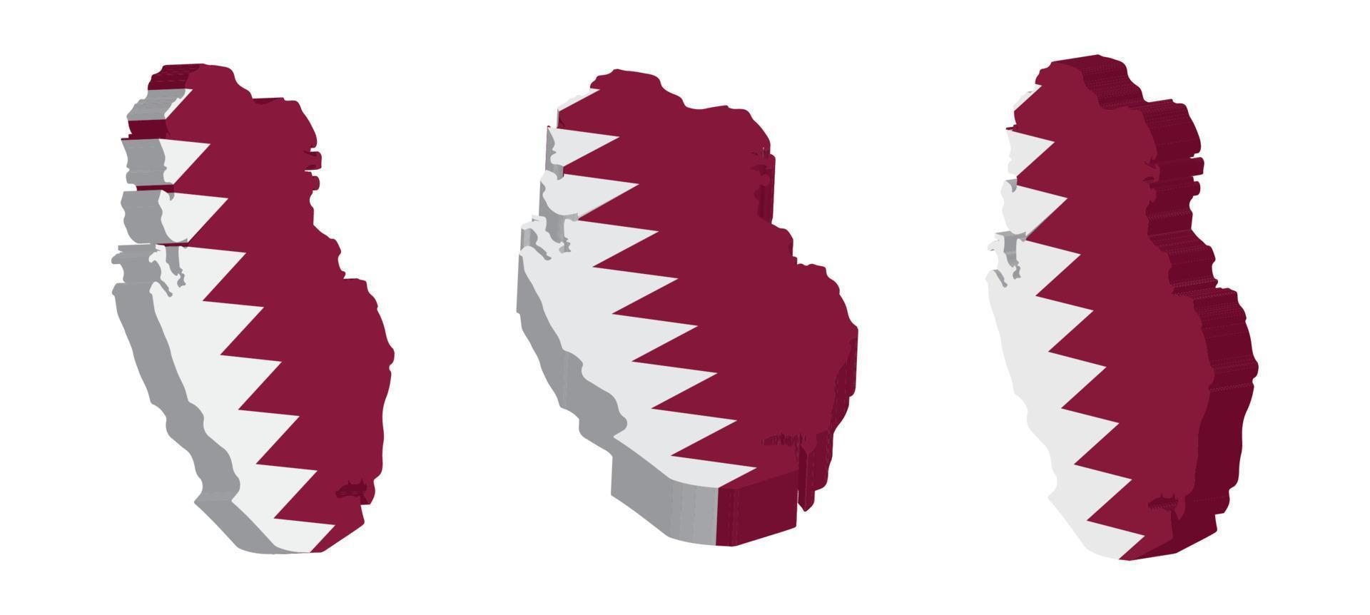 Realistic 3D Map of Qatar Vector Design Template