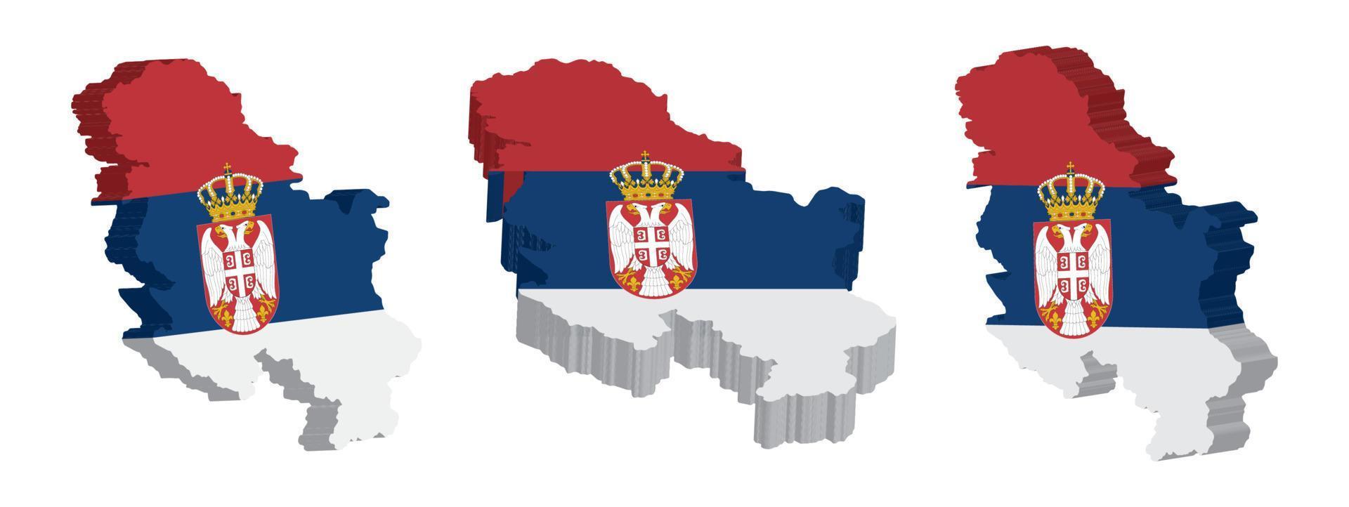 Realistic 3D Map of Serbia Vector Design Template