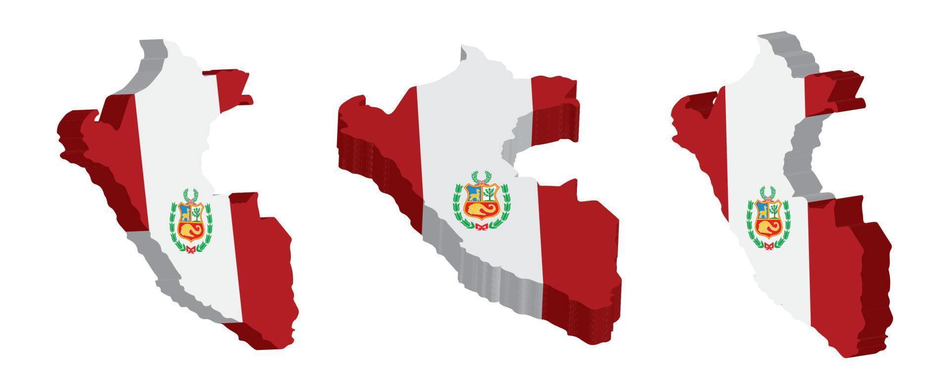 Realistic 3D Map of Peru Vector Design Template