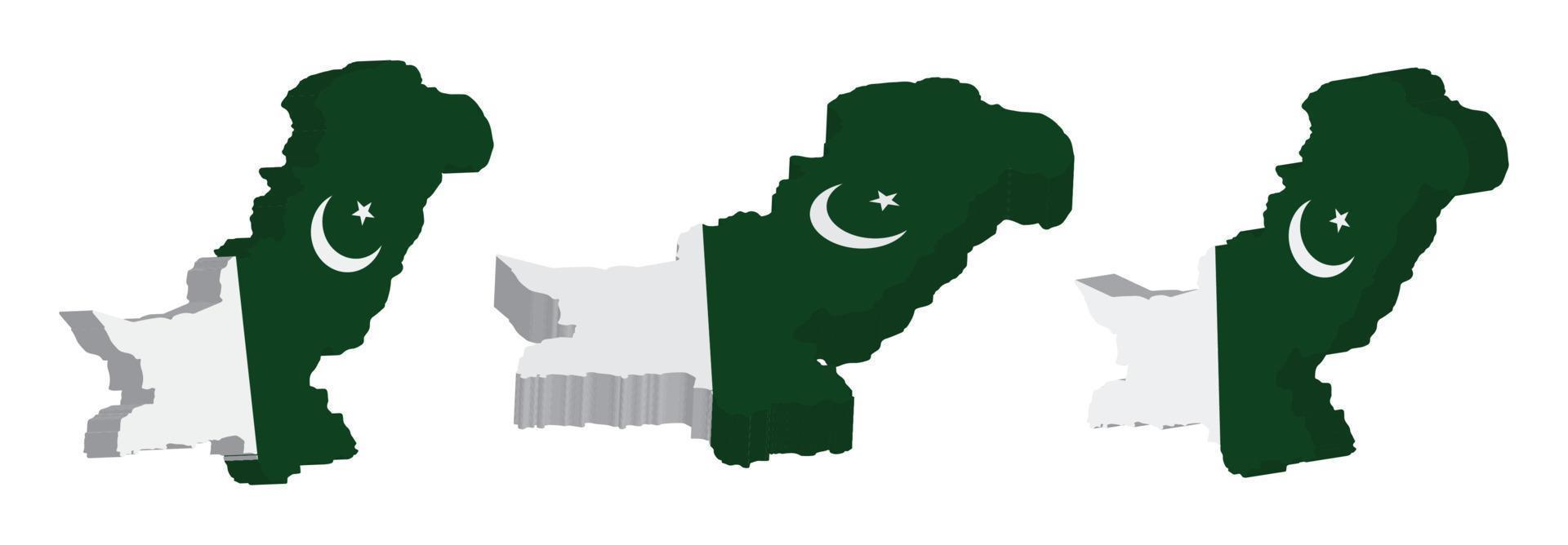 Realistic 3D Map of Pakistan Vector Design Template