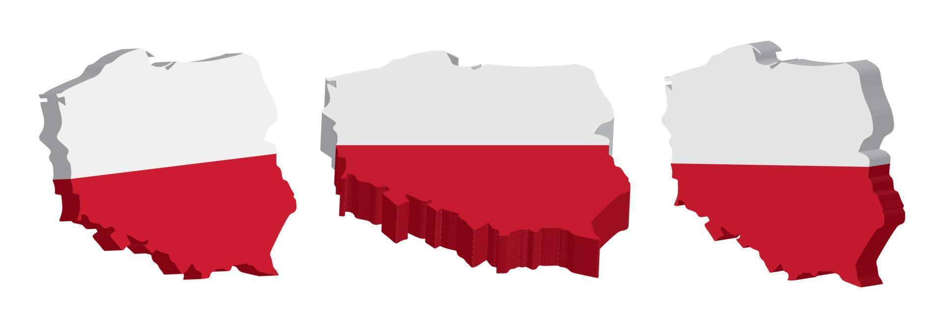 Realistic 3D Map of Poland Vector Design Template