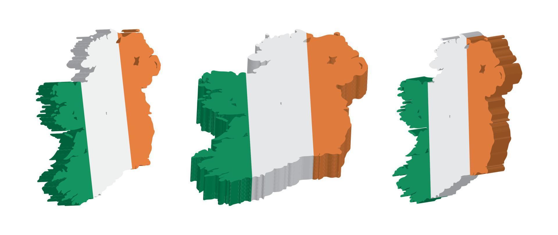 Realistic 3D Map of Ireland Vector Design Template