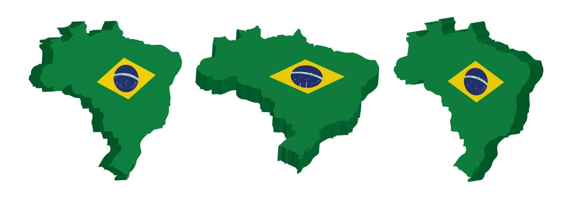 Realistic 3D Map of Brazil Vector Design Template