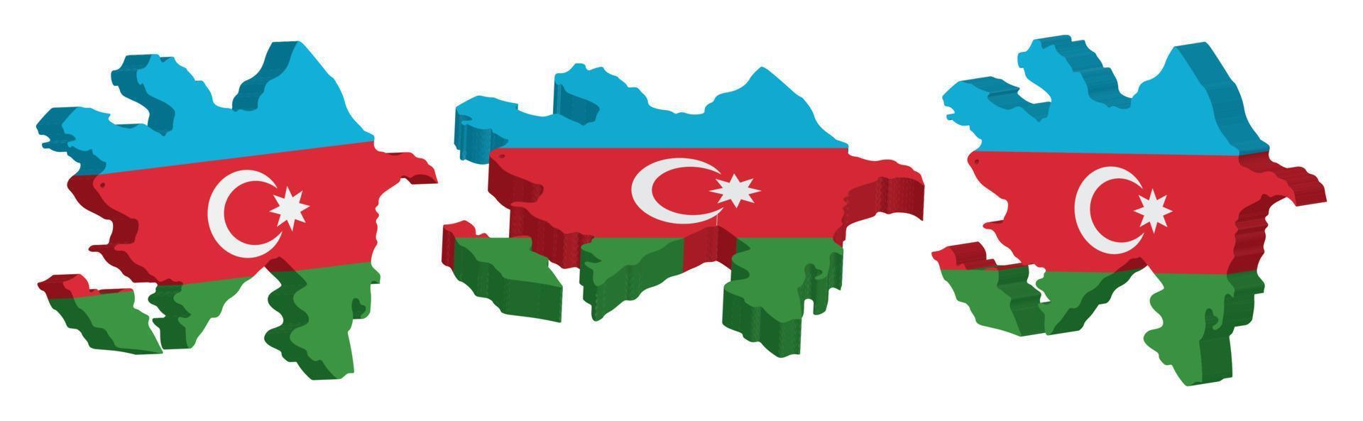 realista 3d mapa de azerbaiyán vector diseño modelo