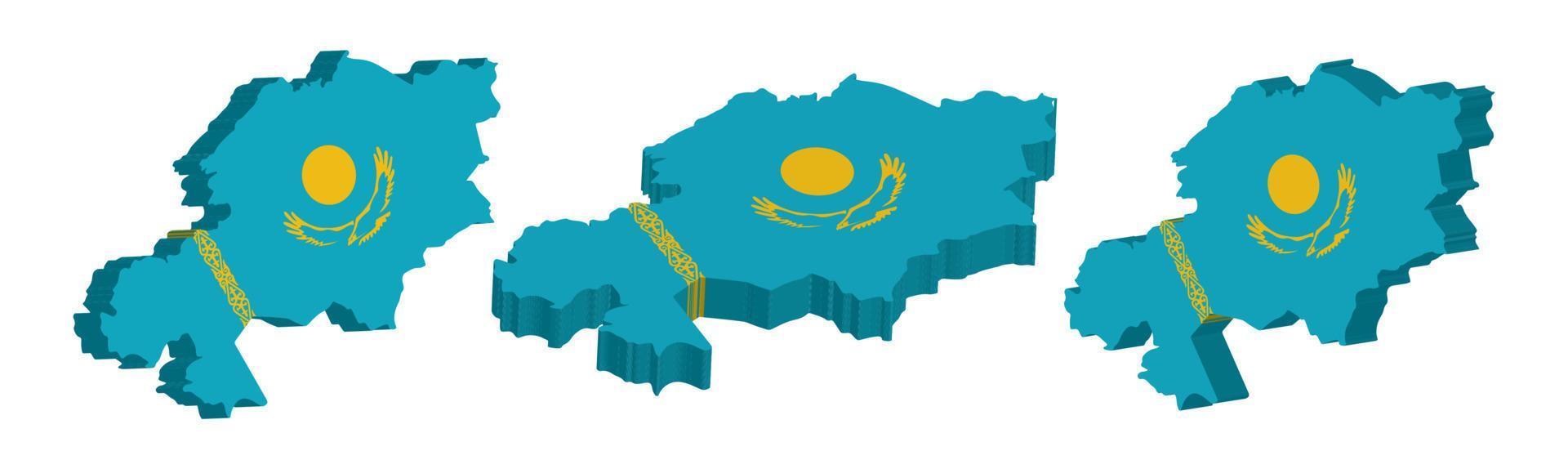 Realistic 3D Map of Kazakhstan Vector Design Template