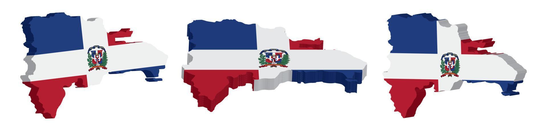 realista 3d mapa de dominicano república vector diseño modelo