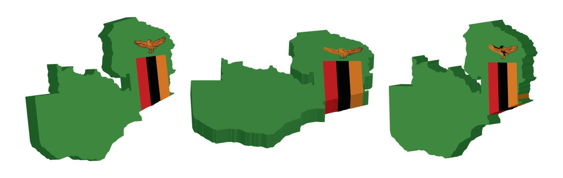 realista 3d mapa de Zambia vector diseño modelo