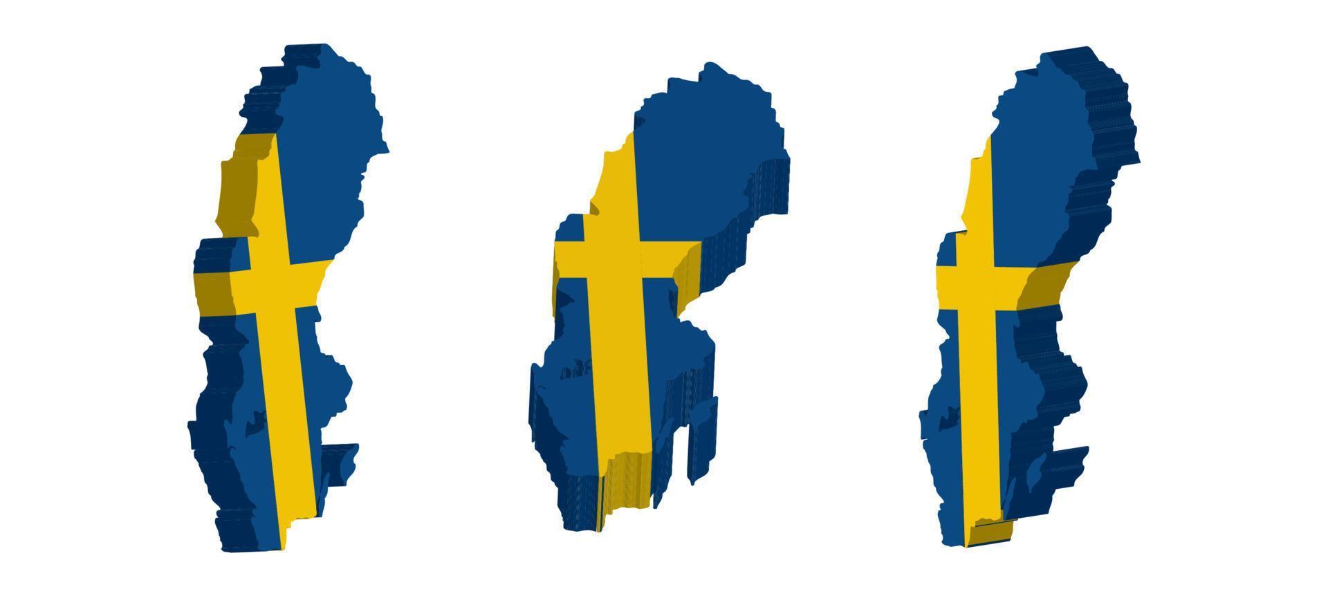 Realistic 3D Map of Sweden Vector Design Template