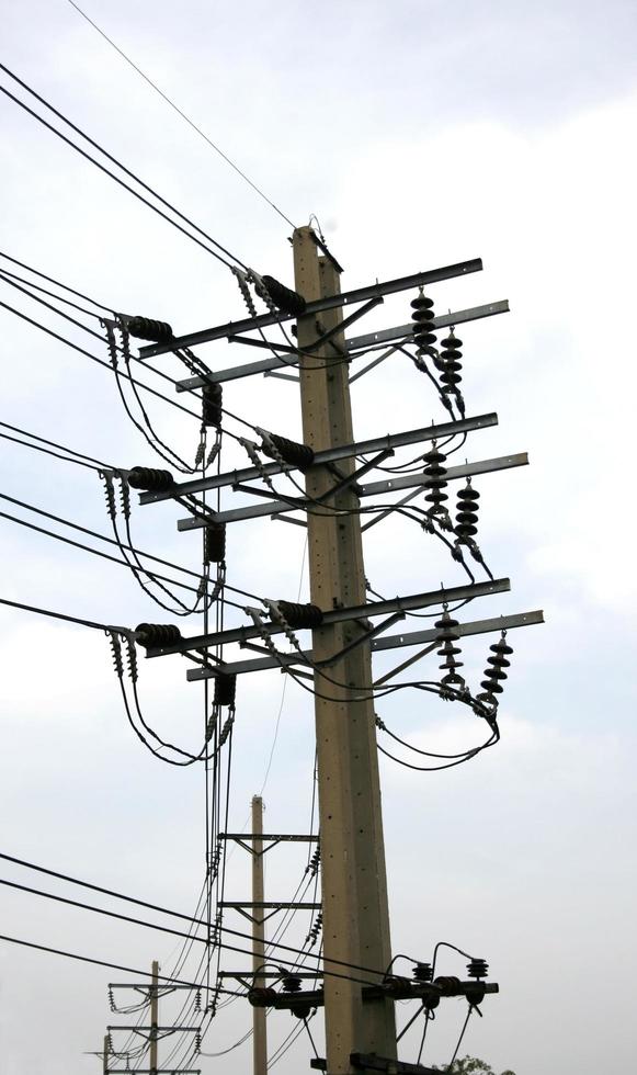 electric cable on concrete pole photo