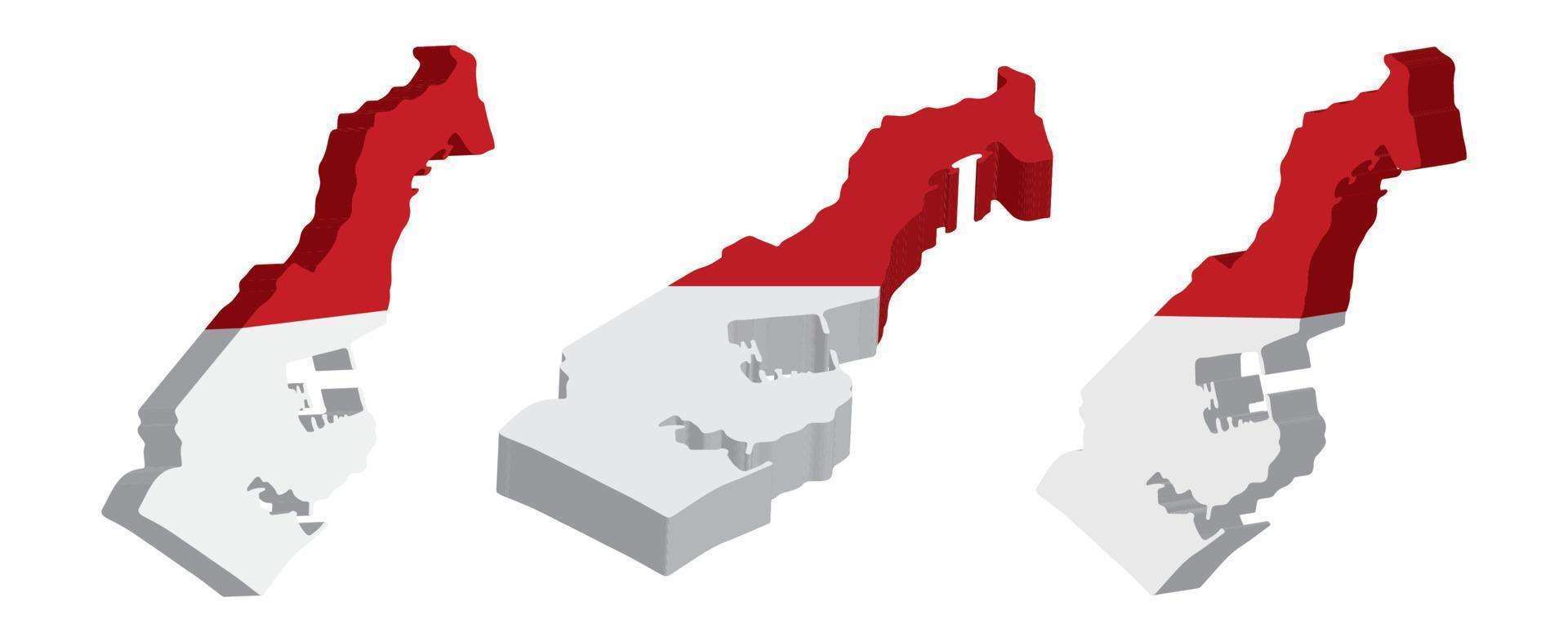 Realistic 3D Map of Monaco Vector Design Template