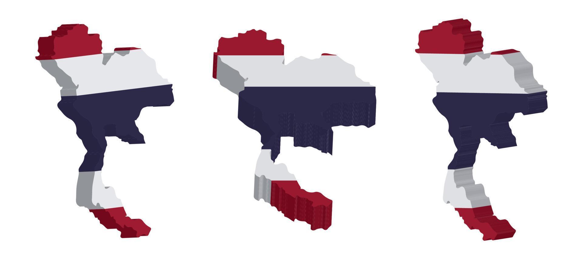 Realistic 3D Map of Thailand Vector Design Template