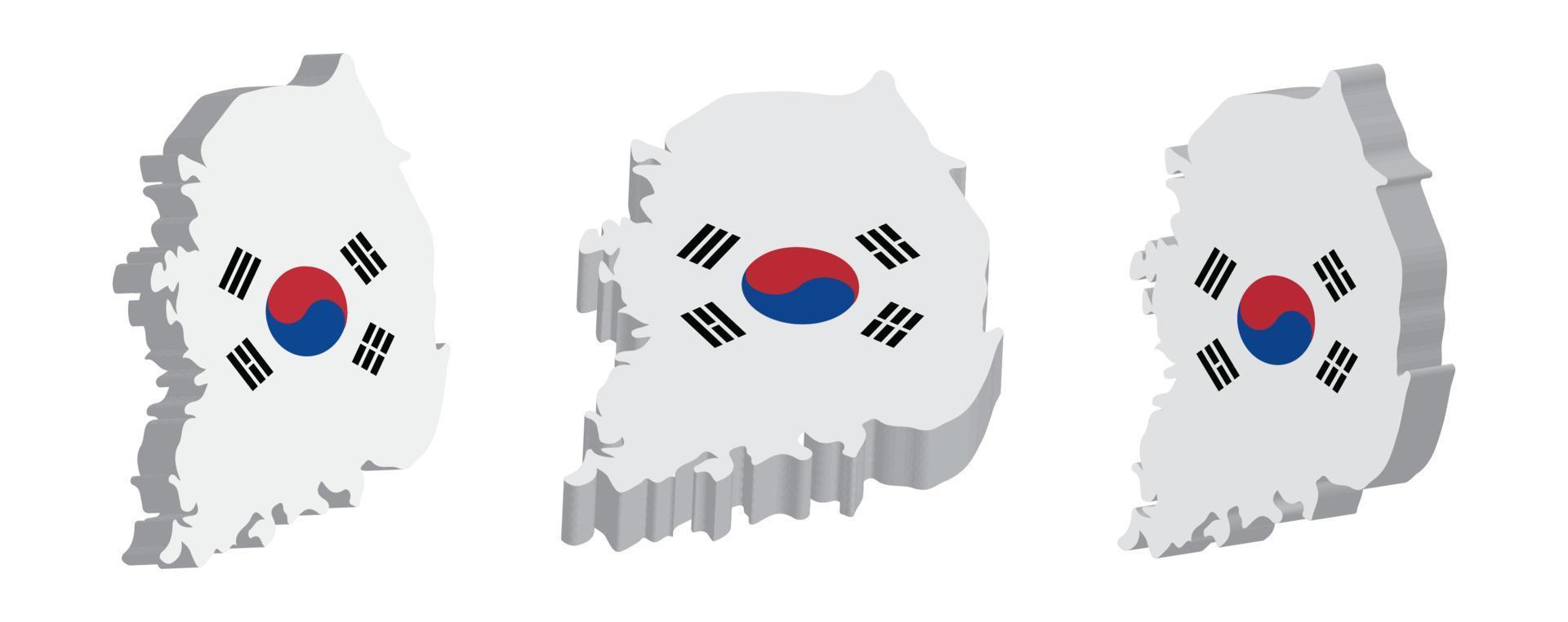 Realistic 3D Map of South Korea Vector Design Template