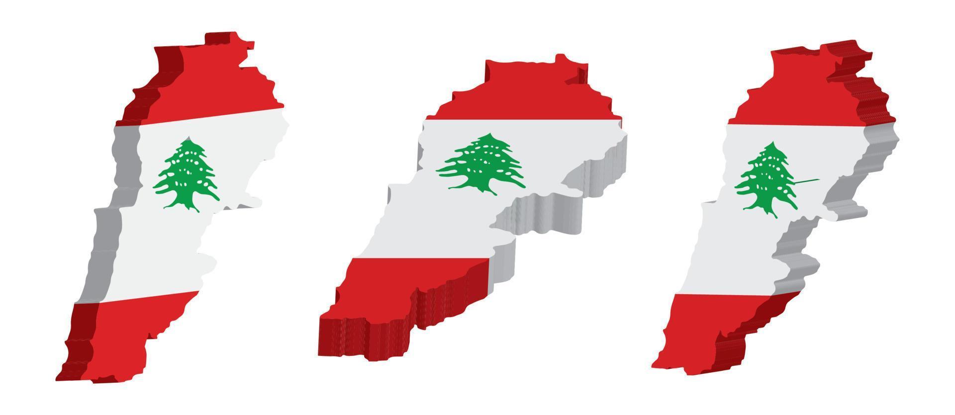 Realistic 3D Map of Lebanon Vector Design Template