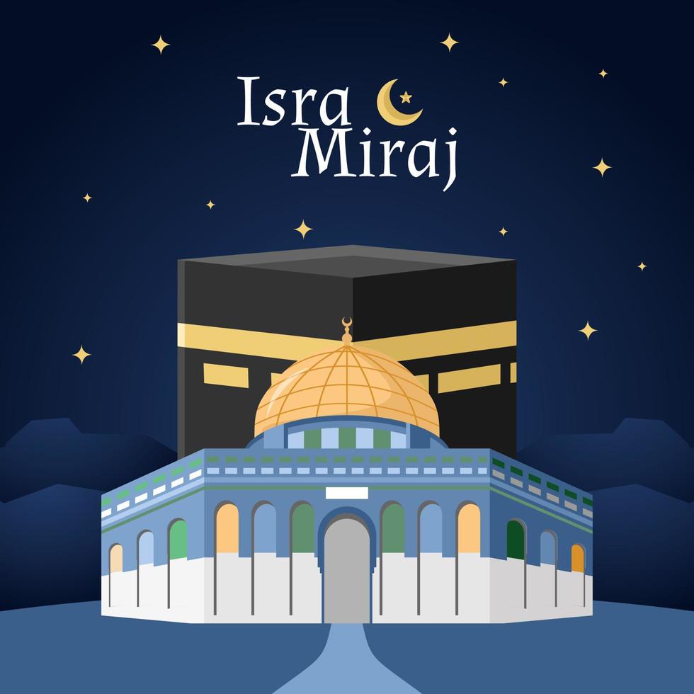 Isra miraj greeting card template vector design
