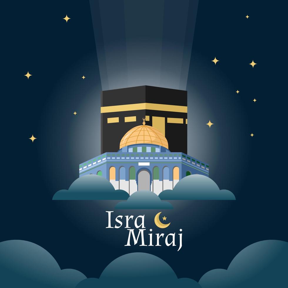 isra miraj santo noche de profeta islámico saludo tarjeta vector