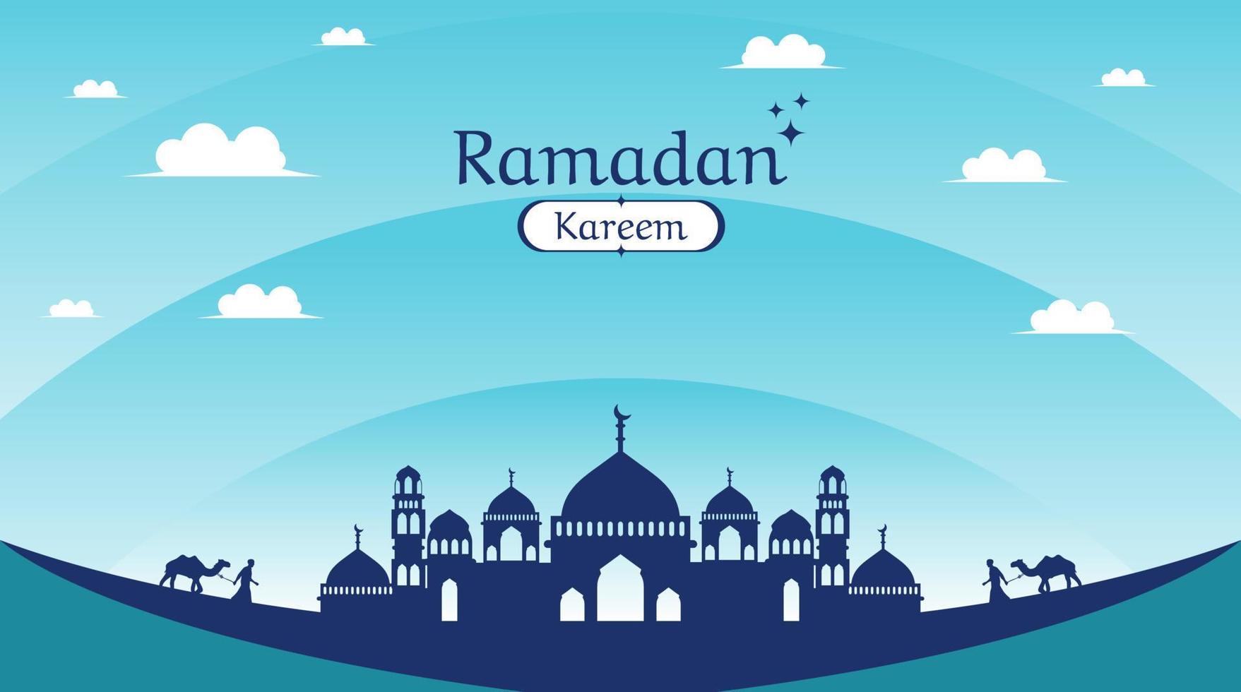 Ramadan banner template with mosque design vector