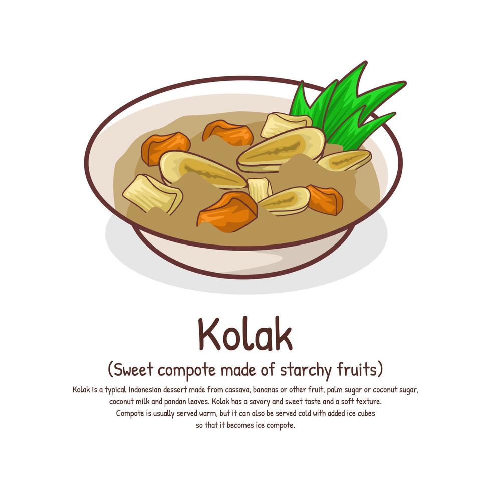 sabroso kolak pisang ubi es plátano dulce patata compota indonesio comida vector