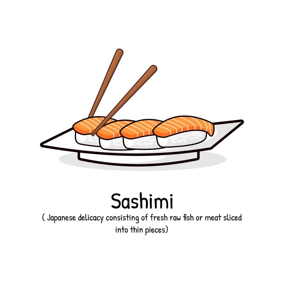 Sashimi fresh fish traditional food of japan tasty asian food vector