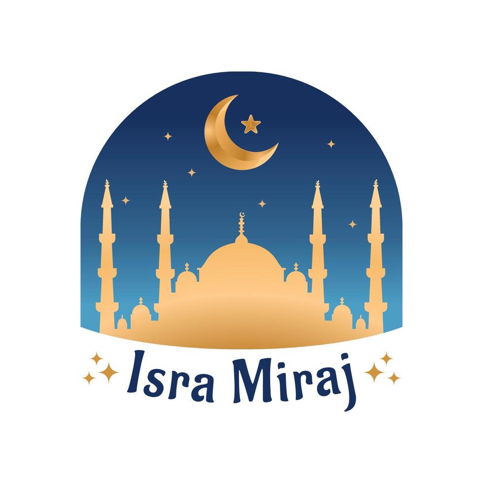 Isra miraj clipart mosque illustration greeting card design vector