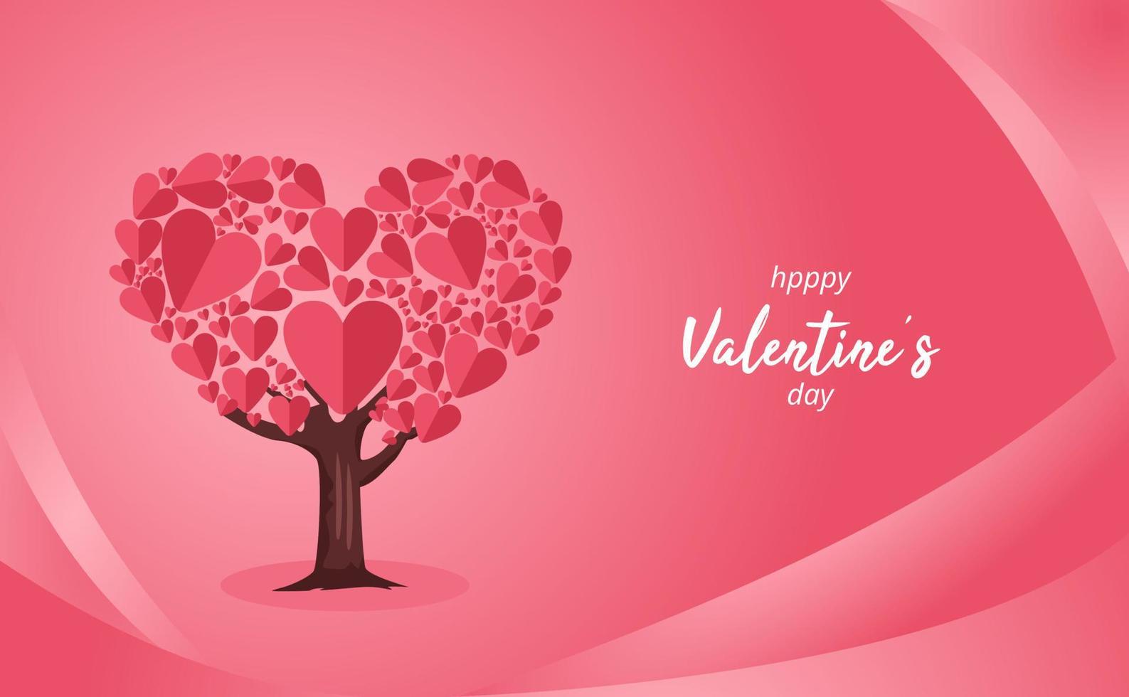 valentine love tree banner template design vector
