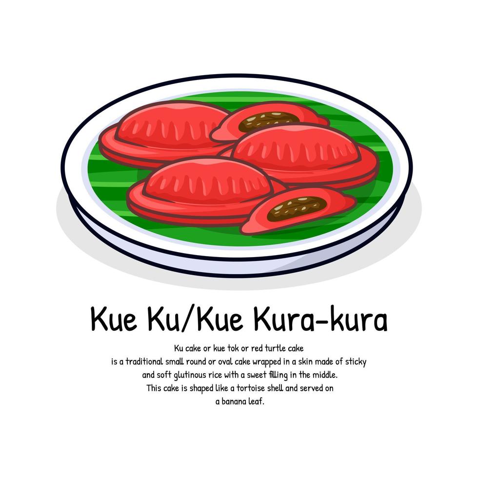 Kue ku or red tortoise cake asian food vector
