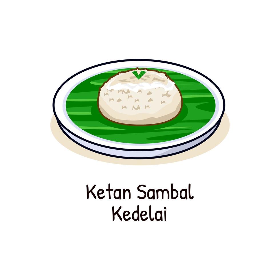 ketan sambal or sticky rice with soybean for topping Indonesian food vector