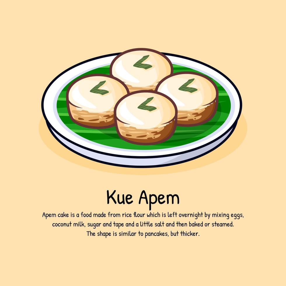 kue ápem indonesio tradicional pastel hecho de arroz harina Coco Leche azúcar vector