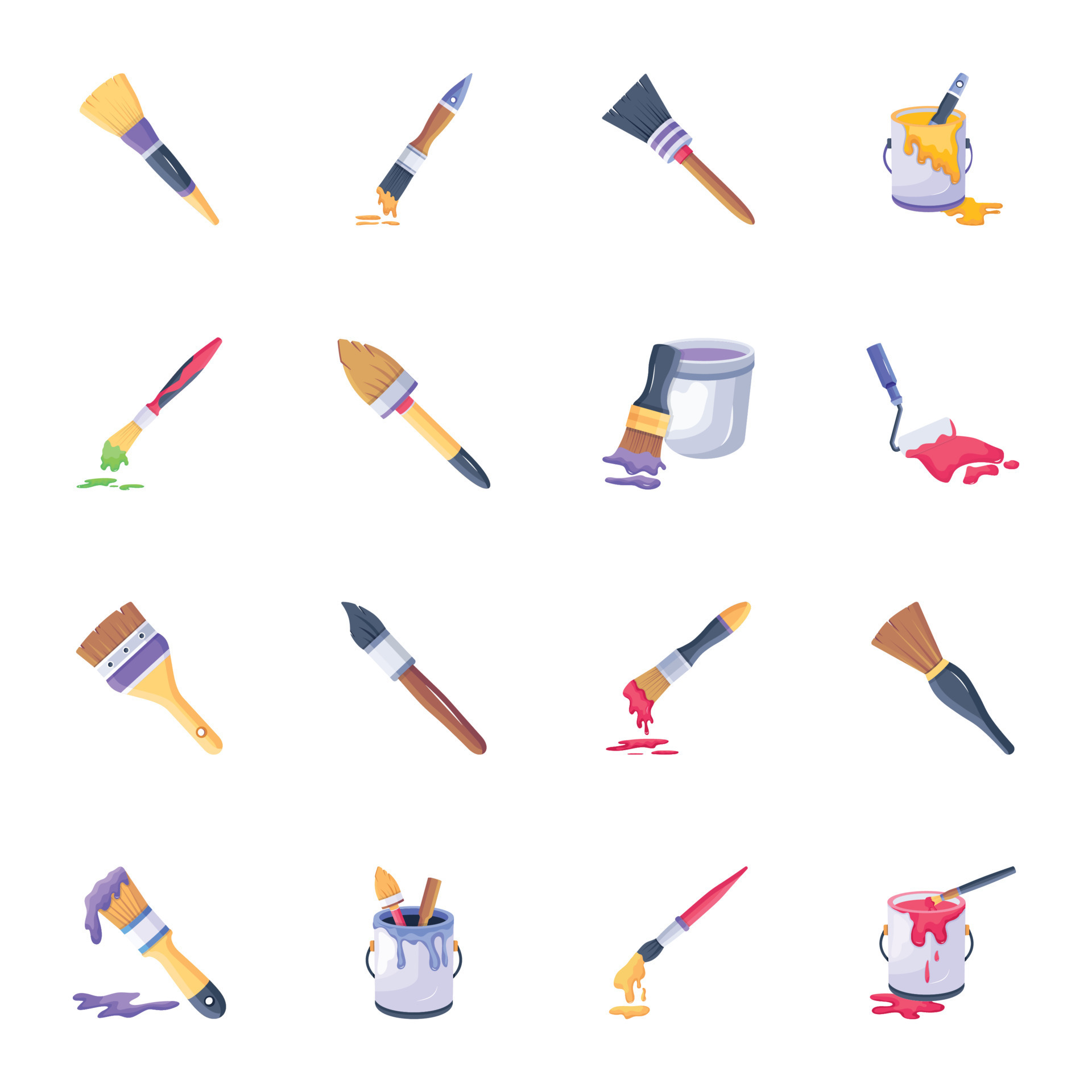 Collection of Dripping Paint Brushes 2D Vectors 20481675 Vector Art at