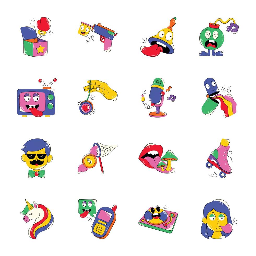 Collection of Cute Flat Stickers vector