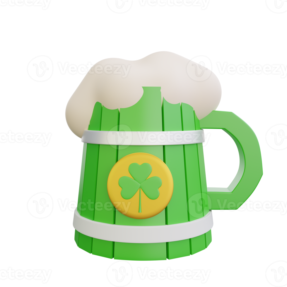 3d rendering of st patrick day beer icon png