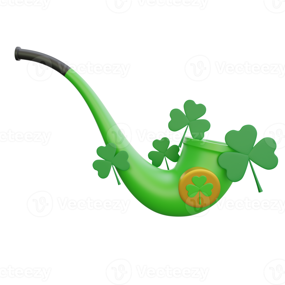 3d rendering of st patrick day smoking pipe icon png