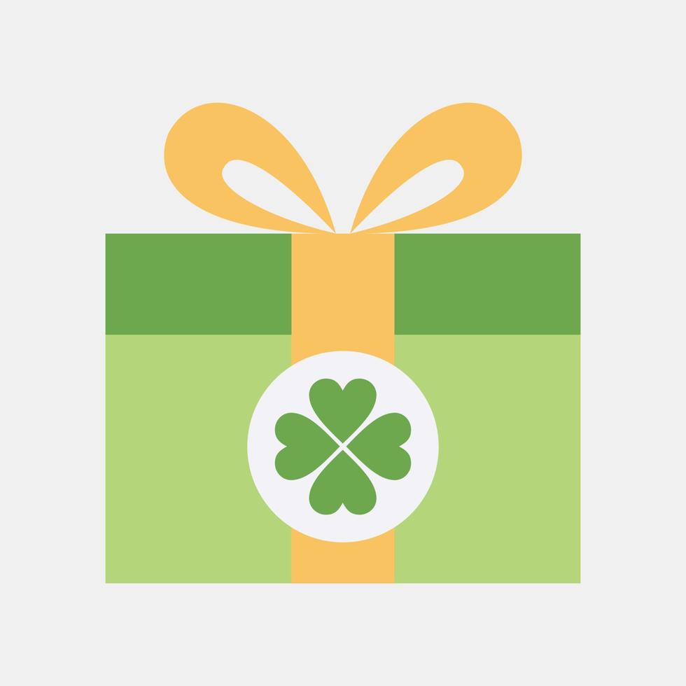 Icon st patricks gift box. St. Patrick's Day celebration elements. Icons in flat style. Good for prints, posters, logo, party decoration, greeting card, etc. vector