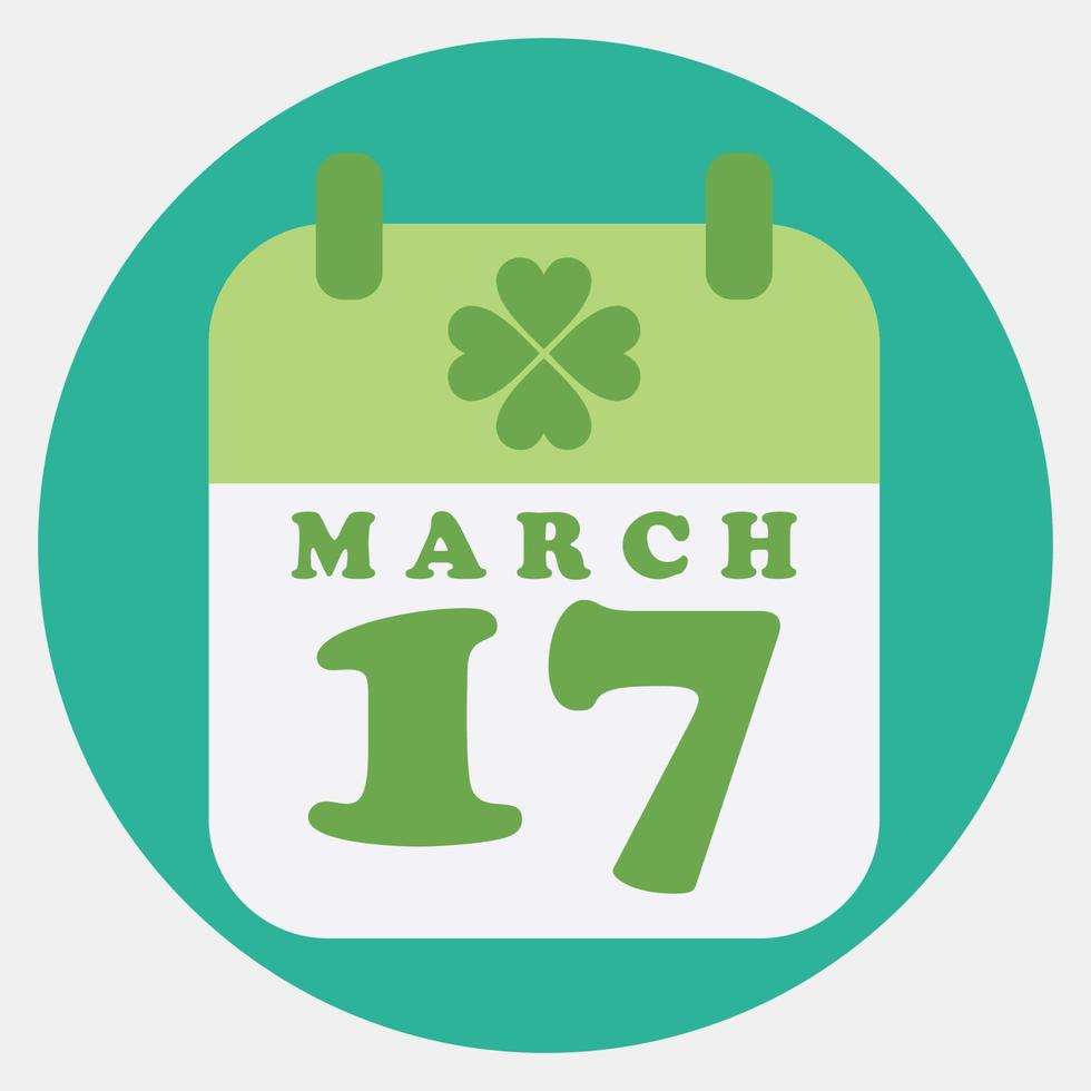 Icon St patrick's day calendar. St. Patrick's Day celebration elements. Icons in color mate style. Good for prints, posters, logo, party decoration, greeting card, etc. vector
